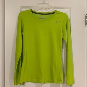 Lime Green Nike Long Sleeve Dri-Fit Tee Size Small